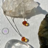 Dark Baltic Amber Nugget Healing Pendant Necklace